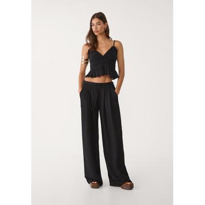 Stradivarius Textured drawstring trousers Black XS