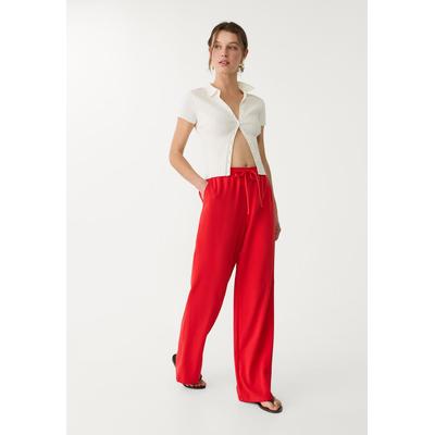 Stradivarius Long flowing smart trousers Red M