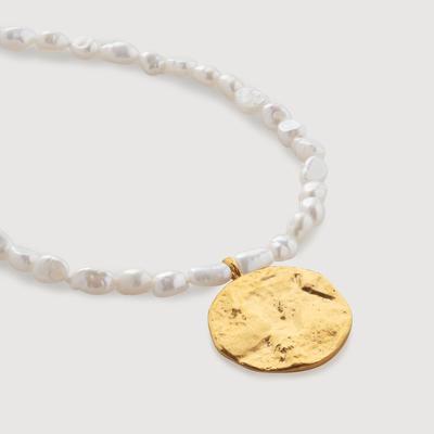 Gold Capri Keshi Pearl Disc Necklace Pearl
