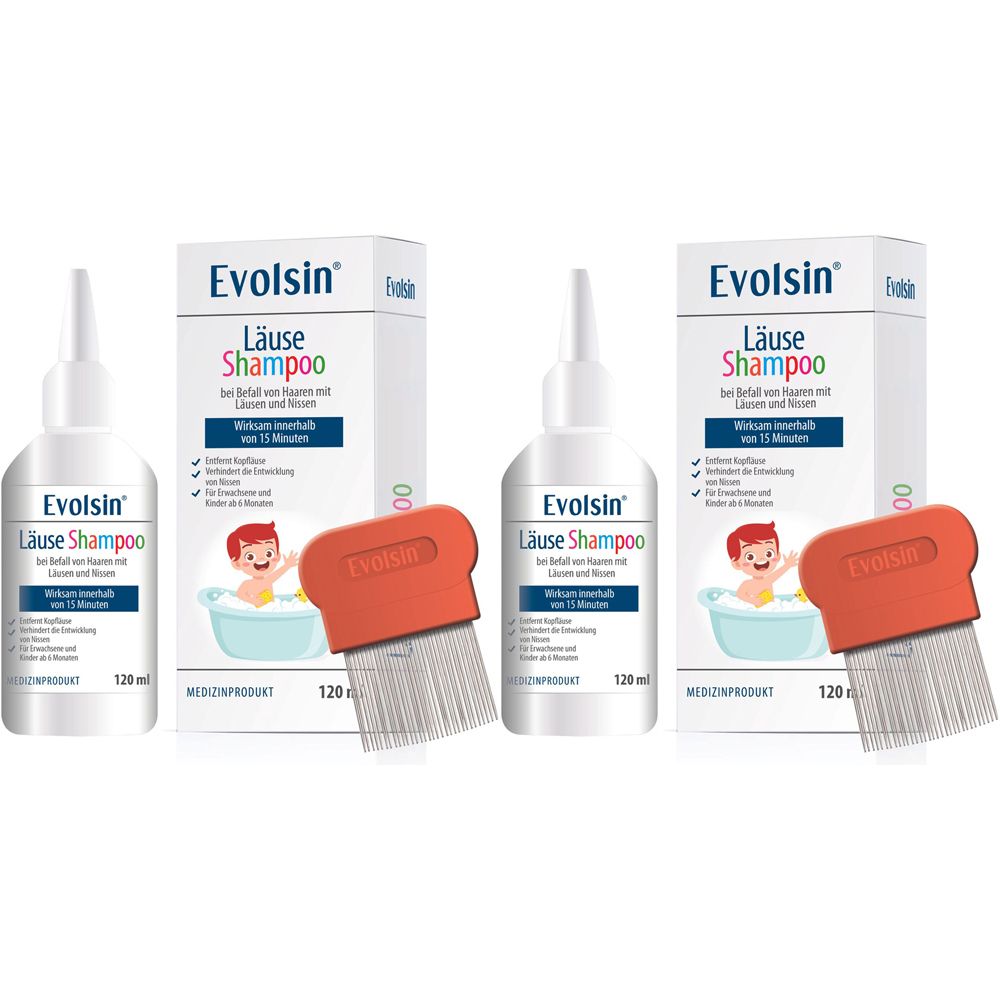 2x Evolsin Läuseshampoo mit Läusekamm 2x120 ml Shampoo Image