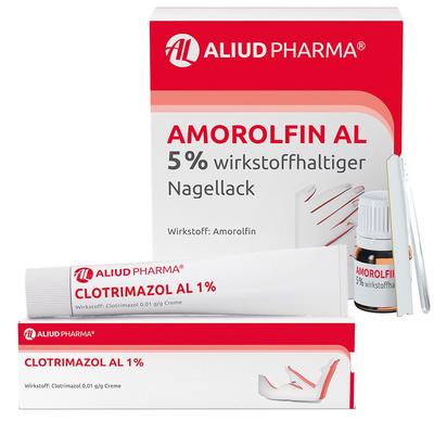 Amorolfin AL 5% wirkstoffhaltiger Nagellack & Clotrimazol 1% Creme 1 St Set Image