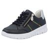 Sneaker RIEKER, Damen, Gr. 42, silber (nachtblau, silberfarben), Leder, kontrastfarbene Details, sportlich, Schuhe Sneaker, Schnürschuh, Halbschuh, Freizeitsneaker, seitlicher Reißverschluss
