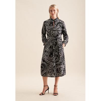 Sommerkleid SEIDENSTICKER "Schwarze Rose", Damen, Gr. XL (42), Normalgrößen, schwarz, 100% Leinen, Paisley, regular fit, Rundhals, Langarm, Kleider, Langarm Rundhals Paisley Image