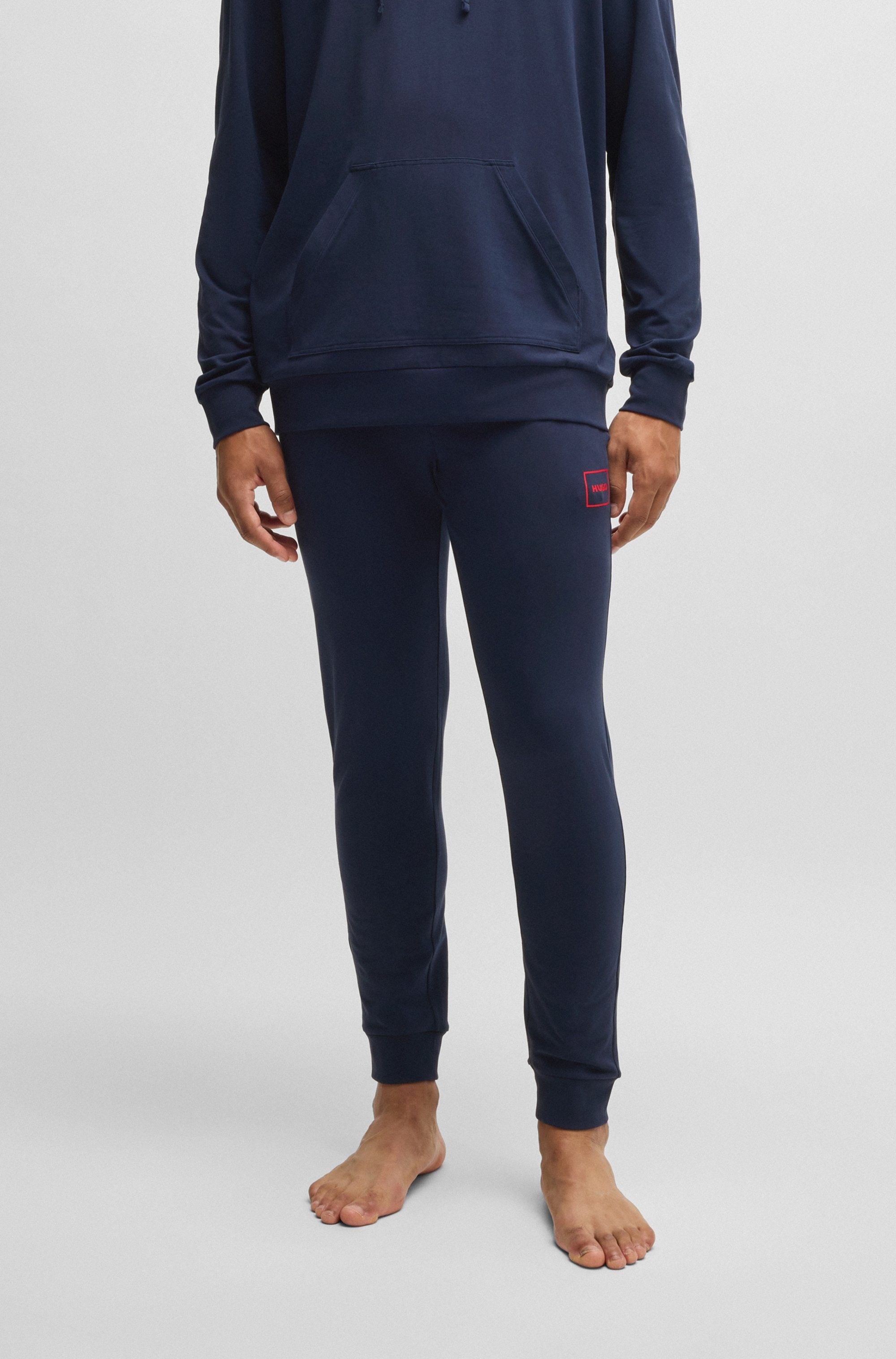 Sweatpants HUGO UNDERWEAR "Laze Pants CW", Herren, Gr. M, N-Gr, blau (dunkelblau 405), Jersey, Obermaterial: 95% Baumwolle, 5% Elasthan, regular fit lang, Hosen, mit angesetztem Bund Image
