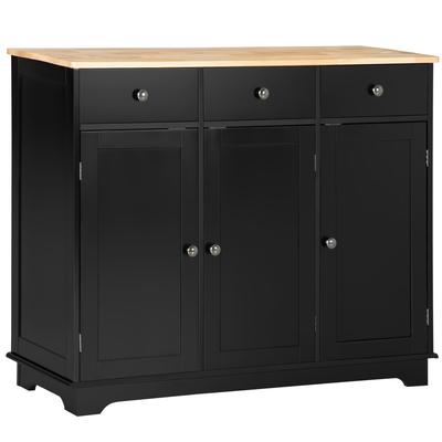 Modern Storage Cabinet with Solid Wood Countertop, 3 Drawers and Adjustable Shelf