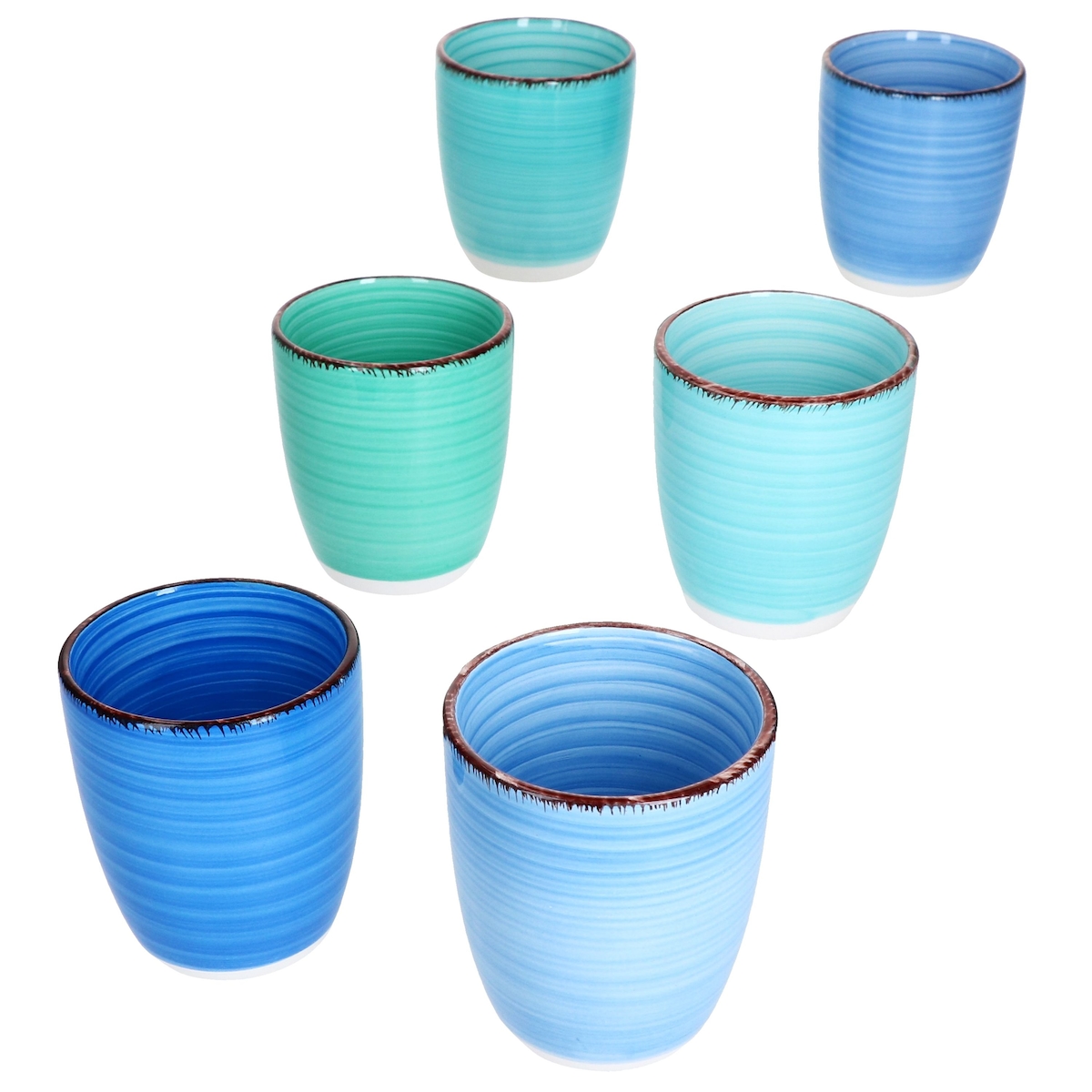 6er Set Blue Mokkabecher ohne Henkel 150ml 6 Personen Matcha Tee Tasse Espresso Image