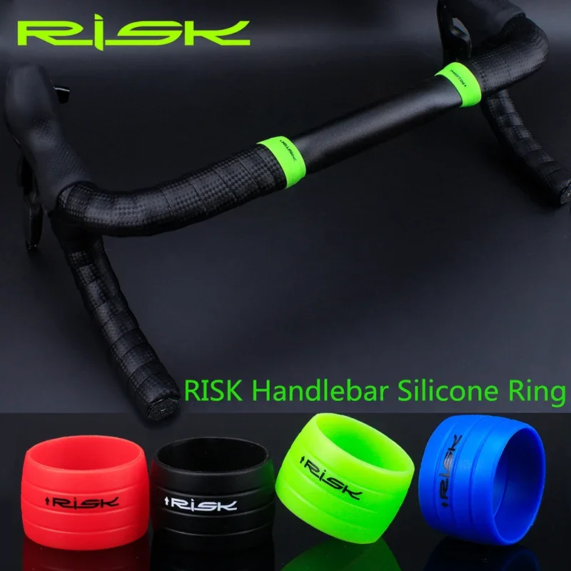 Risk 1 Paar Rennrad-Lenkerband mit festem Ring, rutschfester Silikon-Fahrrad-Lenkerband-Befestigungsring, rutschfeste Gummihülle Image