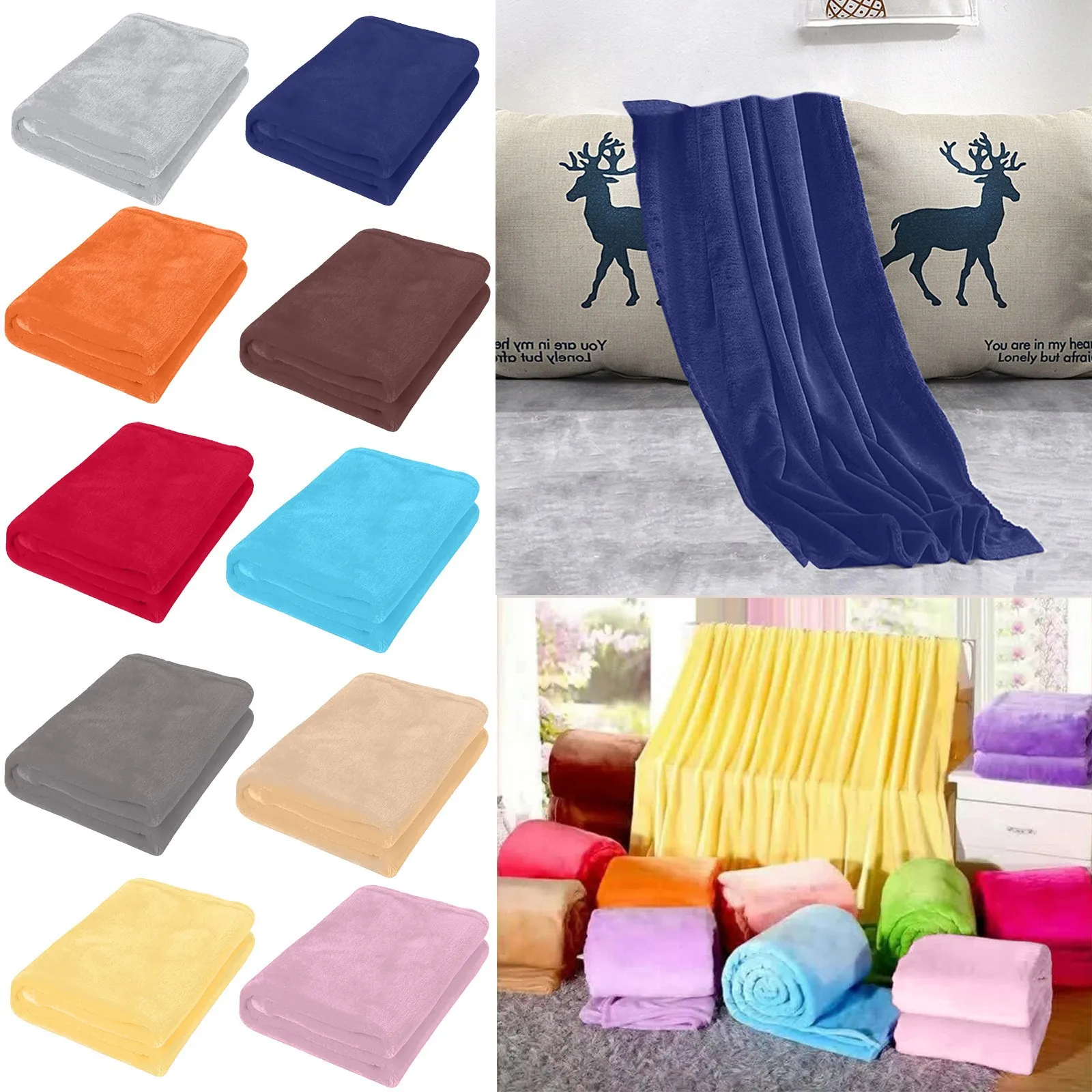 Winter Flanell Decken für Betten solide blau weich warm dünn Korallen Fleece Tages decke Sofa bezug Kunst pelz Plaid Decke Image