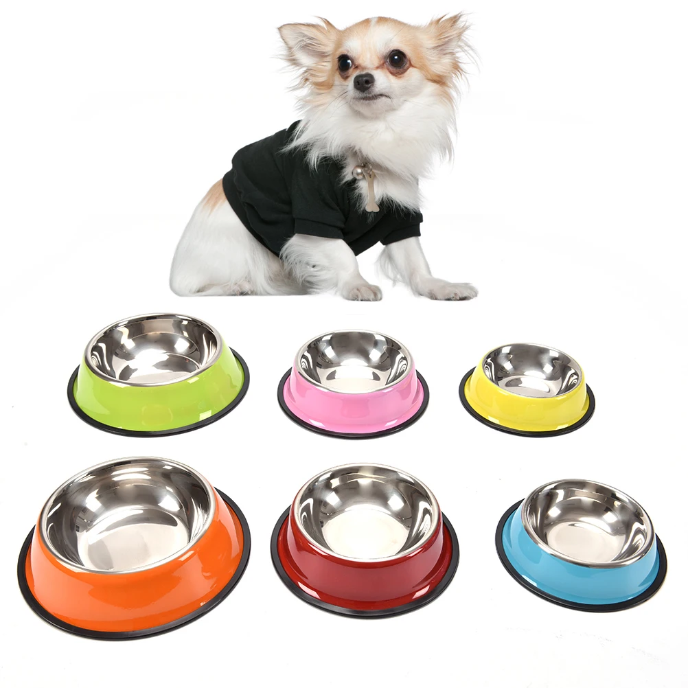1 stücke Katze/Hund Schüssel Edelstahl Hunden äpfe Haustier Futter Wasser Feeder für Katze Hündchen Feeder Schalen Image