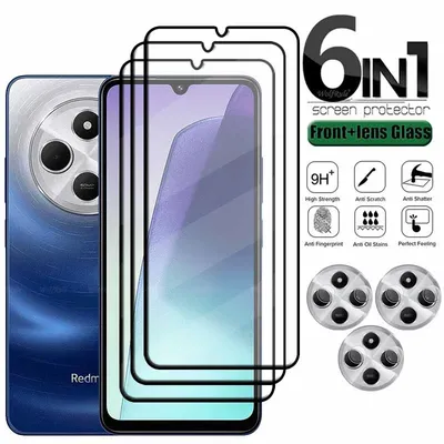 6-in-1 Für Redmi 14C Glas Xiaomi Redmi 14C Gehärtetes Glas 9H HD Schutzhülle Volle Abdeckung kleber Screen Protector Redmi 14C Len Glas