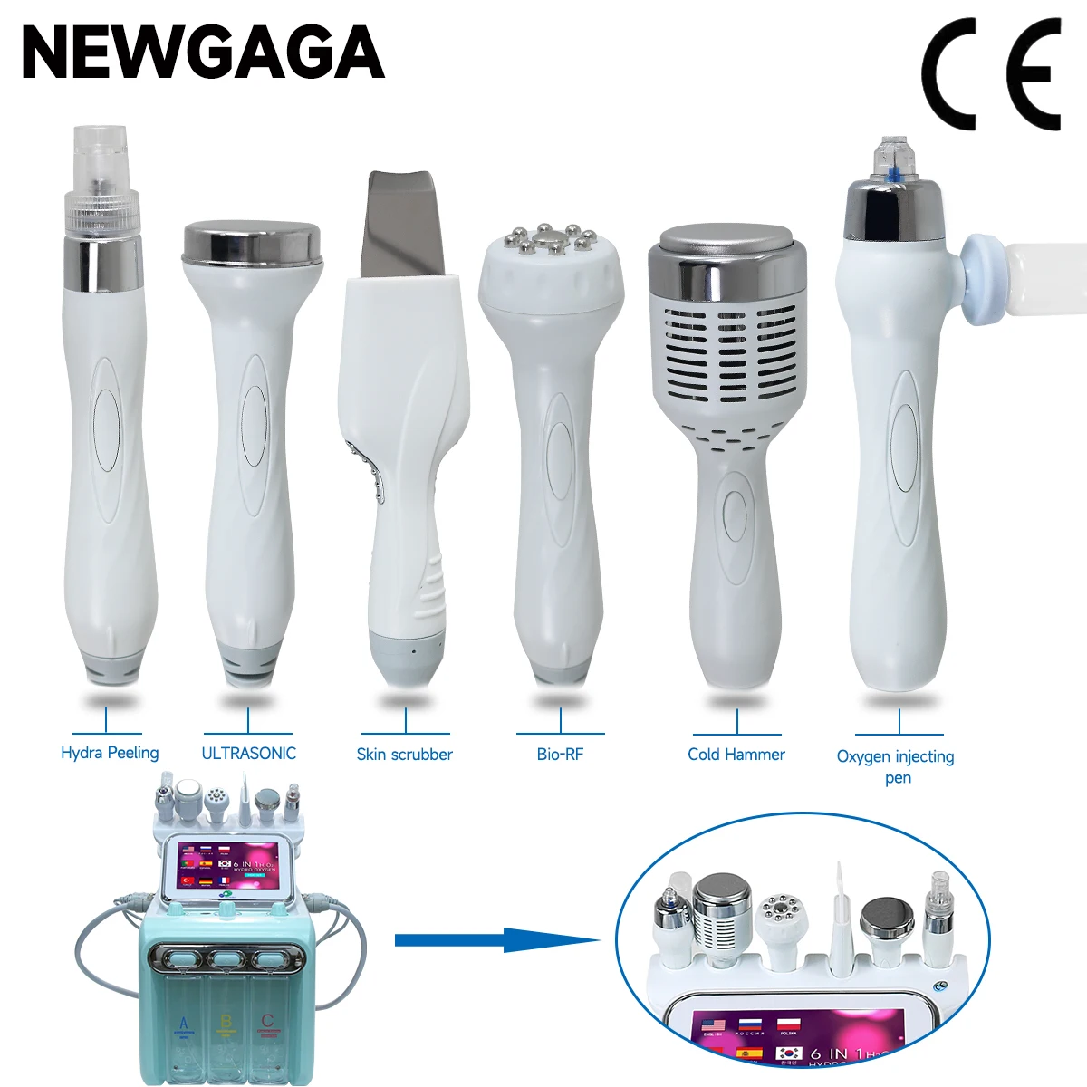 H2o2 kleine Blase Maschine Ersatz zubehör Ultraschall Haut wäscher Poren RF Lifting Gesichts sonde Sauerstoff Jet Peel Werkzeuge Image