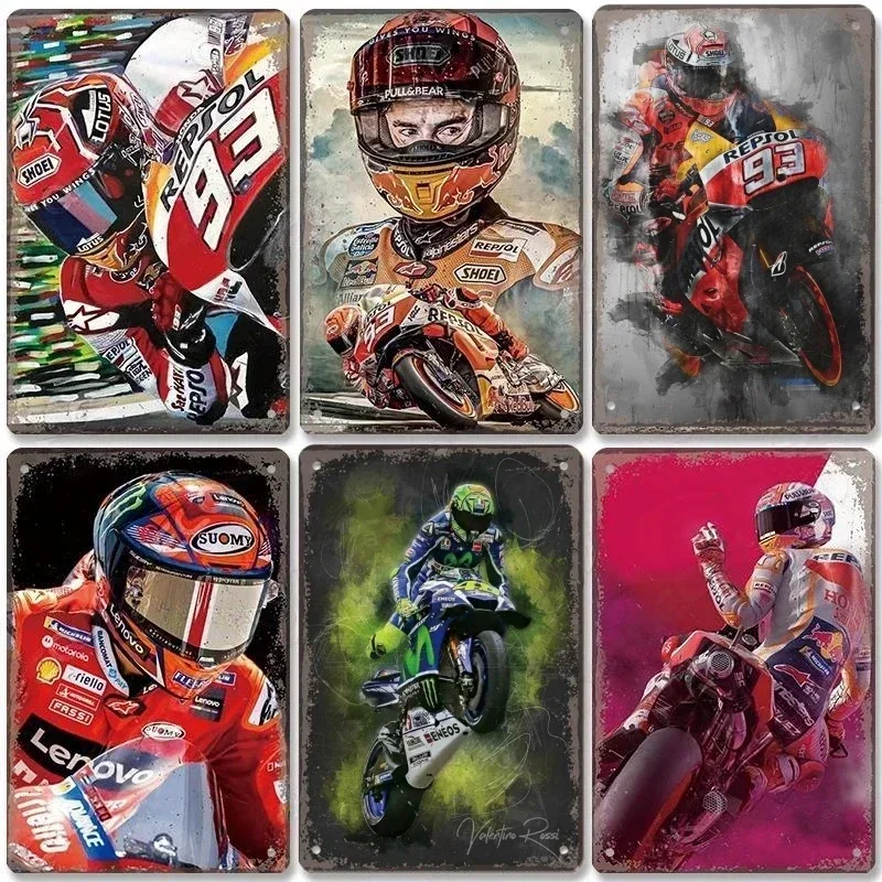 1PC Motor Sport Poster Dekor Motorrad Racing Retro Metall Plaque Wand Kunst Dekor für Garage Bar Image