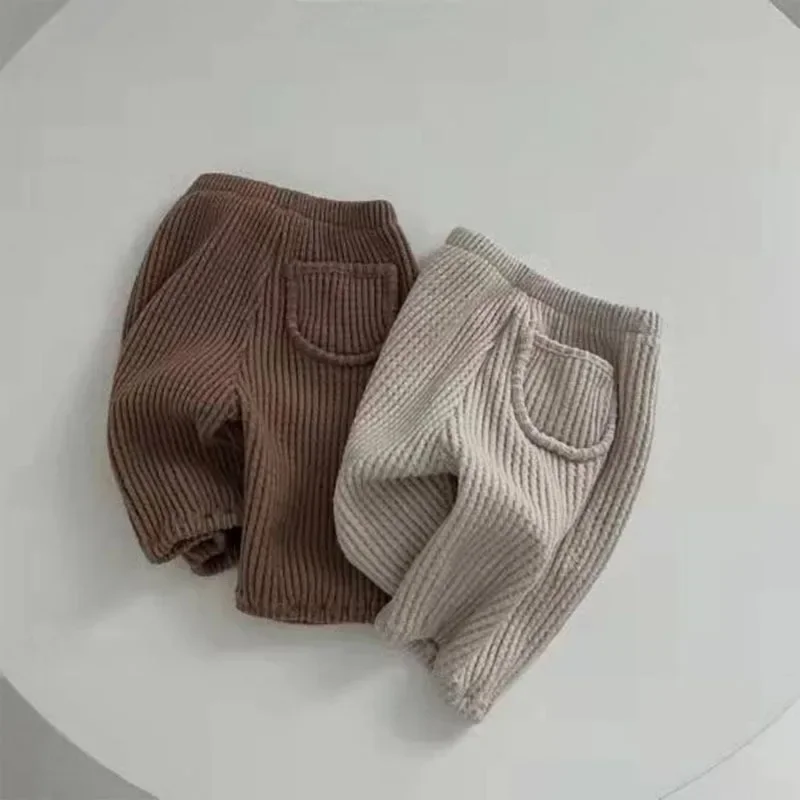 Neue Frühjahr Neue Baby Feste Hosen Baumwolle Infant Rippen Hosen Mode Jungen Mädchen Sport Hosen Kleinkind Kinder Casual Hosen Image