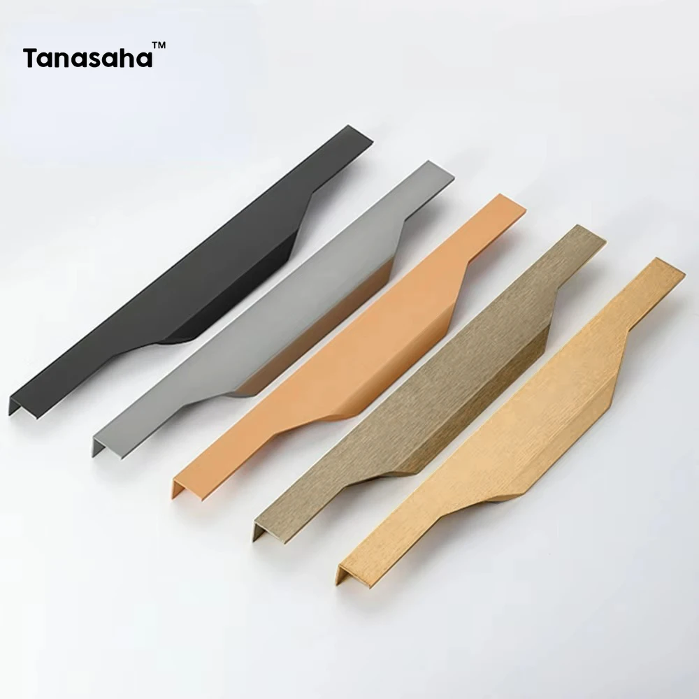 10 Stück versteckte Griffe, lange Küchenschrankgriffe, Schubladenknöpfe, Schrankgriffe aus Aluminiumlegierung, Kleiderschrankgriffe, Möbelbeschläge Image