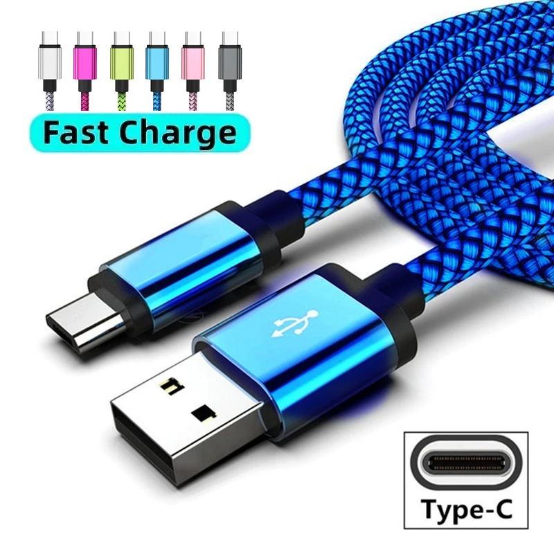 USB Typ C Kabel Nylon Geflochtene 1M 2M 3M USB C Kabel Daten Sync Schnelle Lade USB C Kabel Für Samsung Huawei Android Handy Image