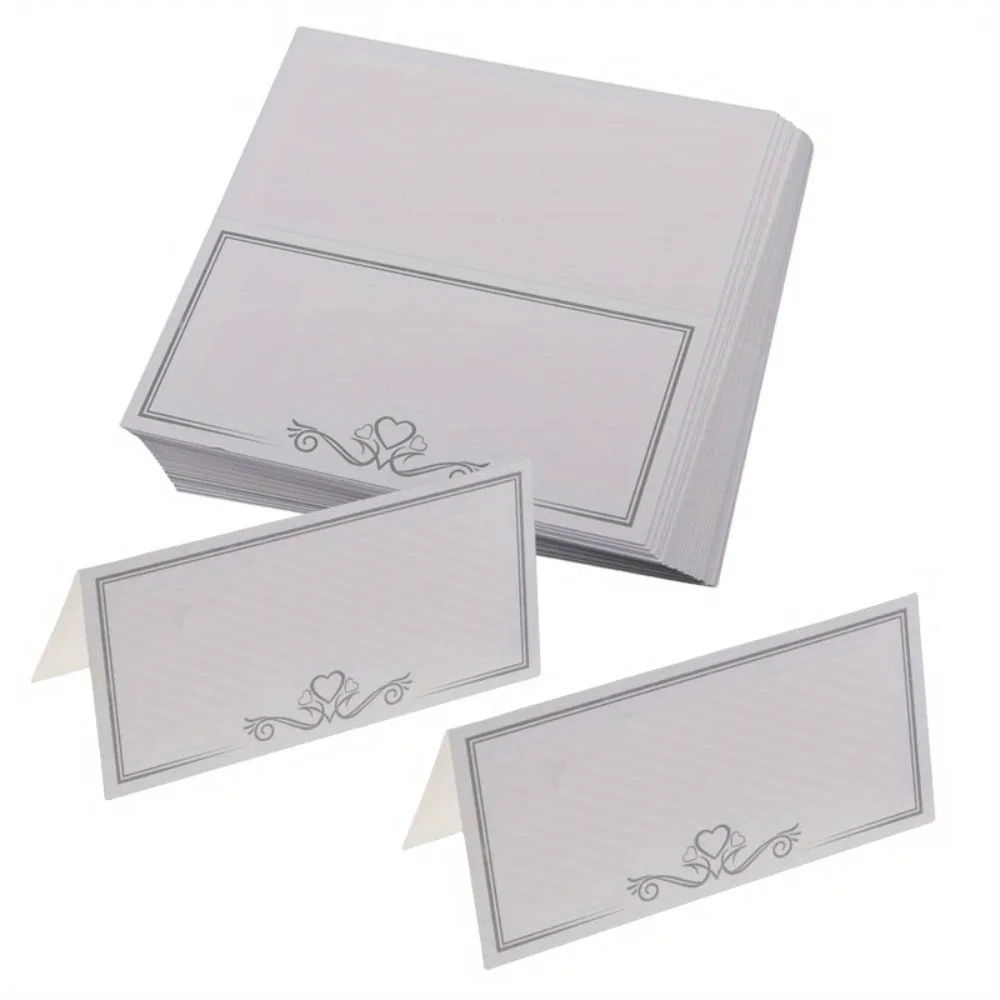 20/50/100 Stück Silberrahmen Name Tischkarte Hochzeit Sitznummer Karte Tisch Romantische Party Zeichen im Abendessen Gruß Sitzkarte Image