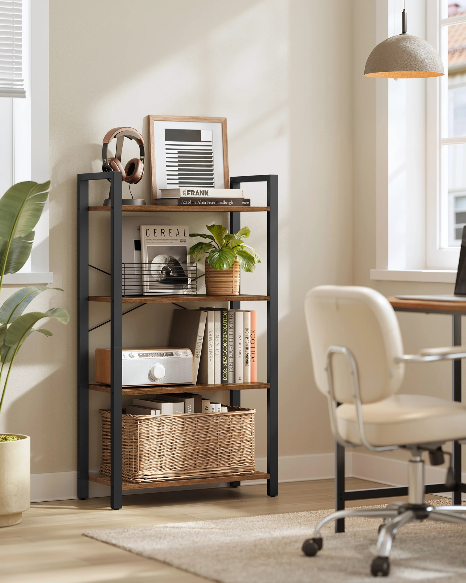 VASAGLE Bücherregal, Standregal, 120/153/186 cm, mit 4/5/6 Ebenen Image