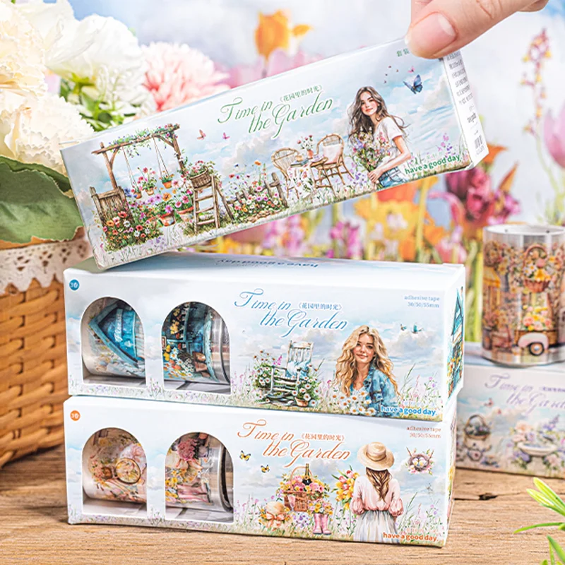 2 Stile 2 Boxen/Beutel Garten Landschaftsbau Kit Klebeband Kreatives Handbuch DIY Scrapbook Kalender Bilderbuch Image