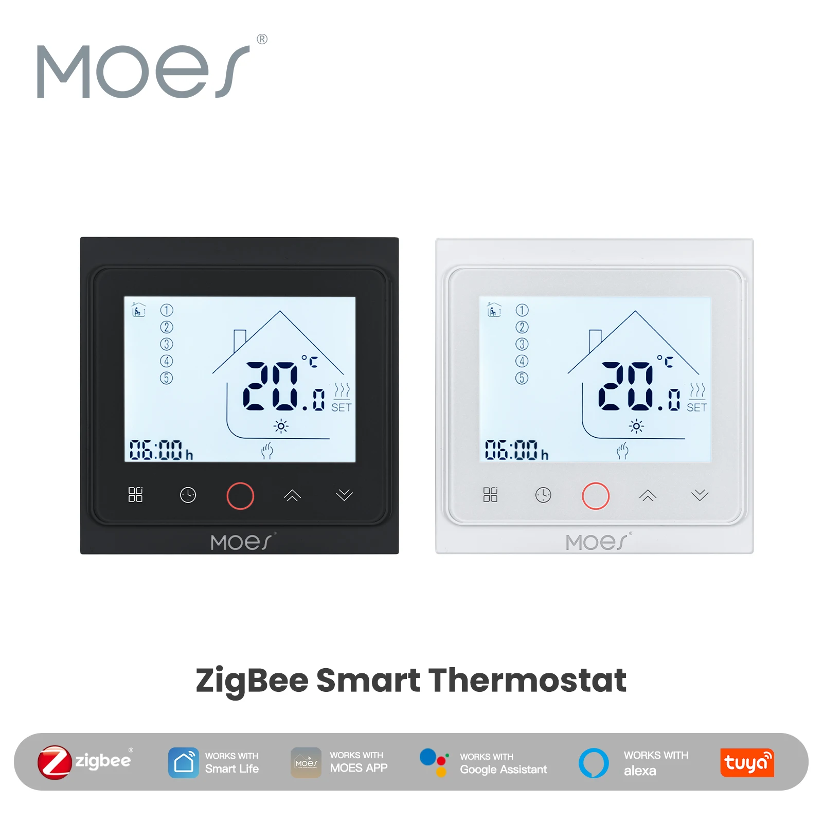 MOES Smart Tuya ZigBee Thermostat Raumtemperaturregelung Wasser/elektrische Fußbodenheizung Gaskessel funktioniert mit Alexa Google Home Image