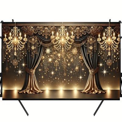 TEMU Luxurious Chandelier Scene 7x5ft Polyester Backdrop - Birthday Parties, Cake Table Decor & Outdoor Celebrations, No-power Photography Background