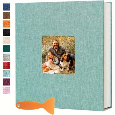 TEMU Linen Photo Album With Scraper, 40 Blank Pages, Self-adhesive For Family, Anniversary, Wedding Photos - Rectangle Shape, Large Capacity Card Case, Family Photo Album|rustic Charm Album|secure