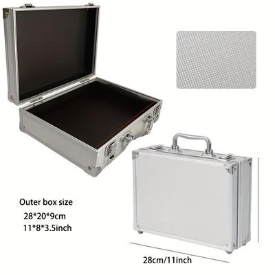 TEMU Aluminum Alloy Storage Case For Cameras, Microphones & More - Portable, Large Capacity, Ideal For Home Photography & - In