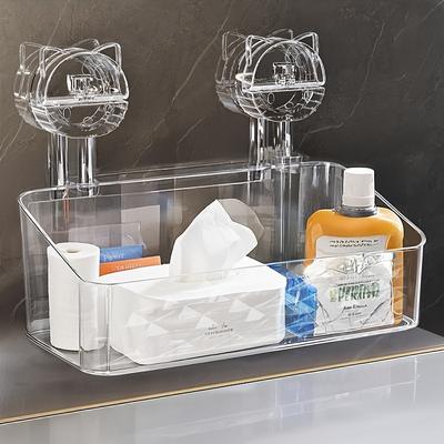 TEMU 1pc Ldq Dispenser Wall Mounted Clear Suction Cup Bathroom Organizer - And , Organizes Masks And Toiletries, Public Vanity Display And Storage.