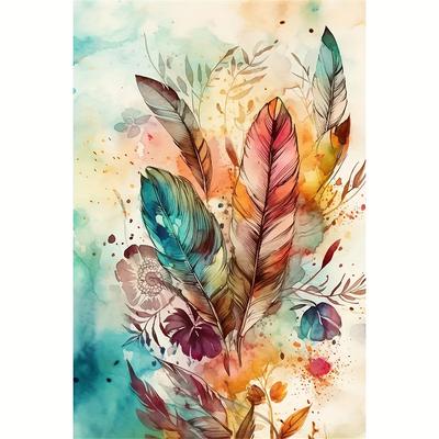 TEMU 30*40cm/11.8*15.7in Feather Dly 5d Full Diamond With Number Kits Home And Kitchen Fashior Mosaic Canvas Wall Decoration Gift Crafts