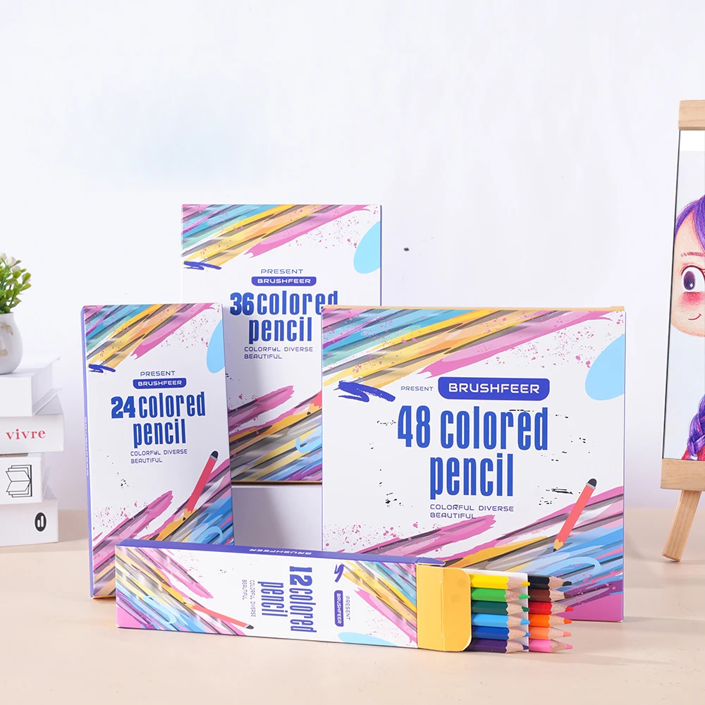 Brushfeer 48-Farbstifte-Set, professionelle weiche Mine, Künstlerqualität, Zeichnung, Farbstifte, holzgefüllter Copic Marker, kompatibel Image