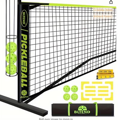 TEMU Pickleball Net, For Portable Pickleball Net Set Adjustable Pickleball Nets Portable Outdoor Regulation Size Pickleball Set With Net With Carrying Bag, 8 Pickle Balls