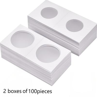 TEMU 100pcs Premium Cardboard Coin Flips For Collectors - 8 Sizes, Transparent Window, Ideal For , Quarters, Tokens & Medals