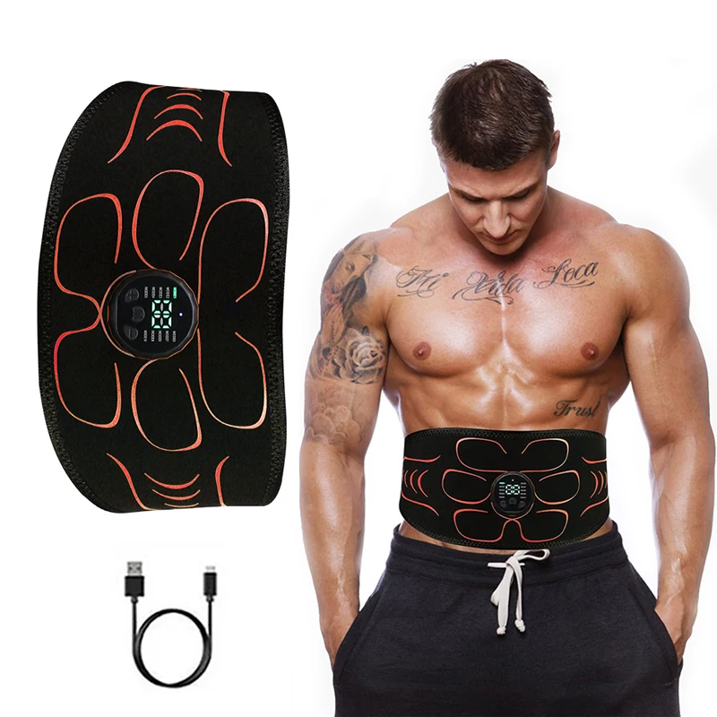ABS Stimulator EMS Bauch Muskel Trainer Körper Taille Abnehmen Gürtel Gewicht Verlieren Muskel Toner Fitness Ausrüstung USB Aufladen Image
