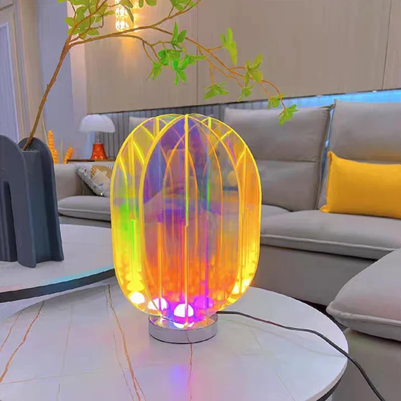 LED Helle Farbe Acryl USB Tischlampe Schlafzimmer Zimmer Spielzimmer Dekor Nachtlampe Schreibtisch Geometrische Dekorative Indoor Tischlampe Geschenk