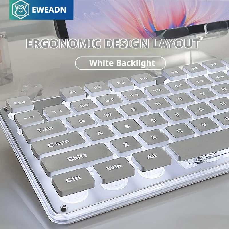 EWEADN V3 Wireless Silent Office Tastatur-und Mausset, 104 Tasten in voller Größe mit Pudding-Tasten kappen, für Spiele und Büro, Laptop/PC Image
