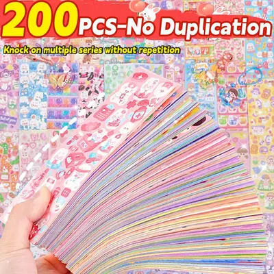 20-200 PCS süße Aufkleber Goo Karte Kawaii Cartoon Laser Aufkleber keine Wiederholung für Tagebuch Kind DIY Schule Studenten Dekoration Briefpapier Image