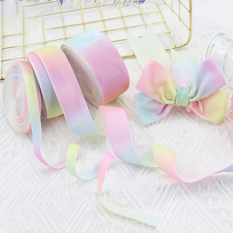 5/10 Yards Samt Farbverlauf Band Hochzeit Party Dekoration Handgemachte Band Geschenk Tasche Schleife DIY Weihnachten Band Image