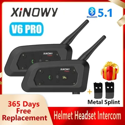XINOWY V6 PRO Motorradhelm Bluetooth Intercom Headset 800M Interphone Communicator für 6 Fahrer Image