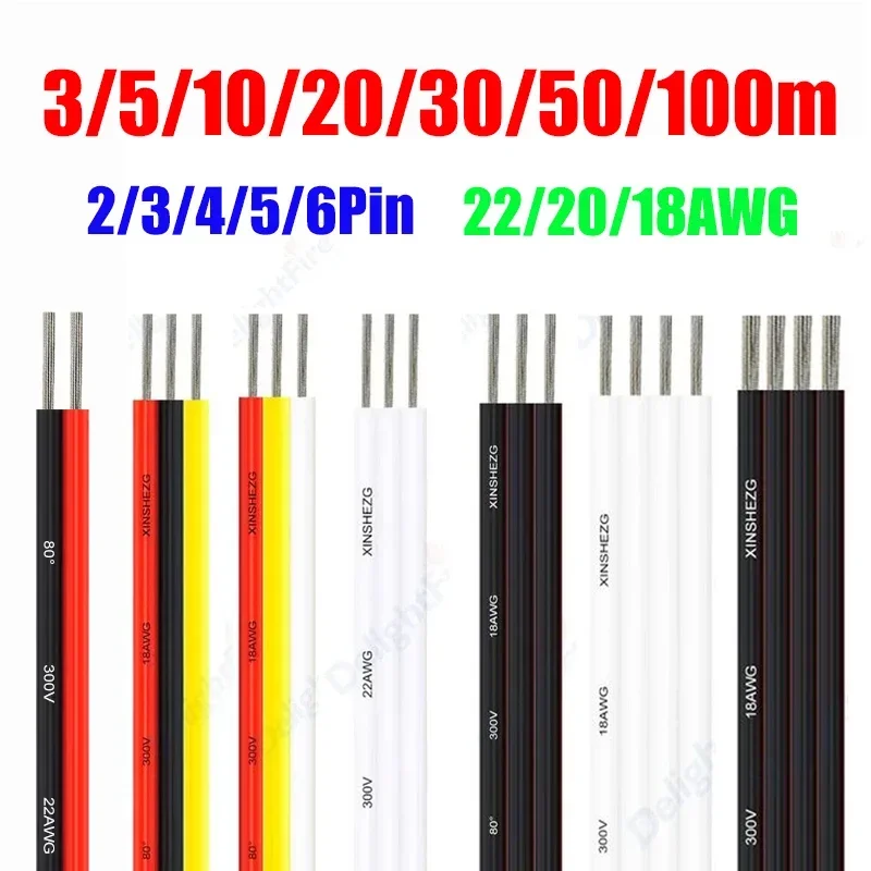 2/3/4/5/6 Pin LED Verlängerung Kabel 22 20 18 Gauge 12V Elektrische Draht Für 5050 SMD RGB RGBW WS2812B LED Streifen Birne JST Stecker Image