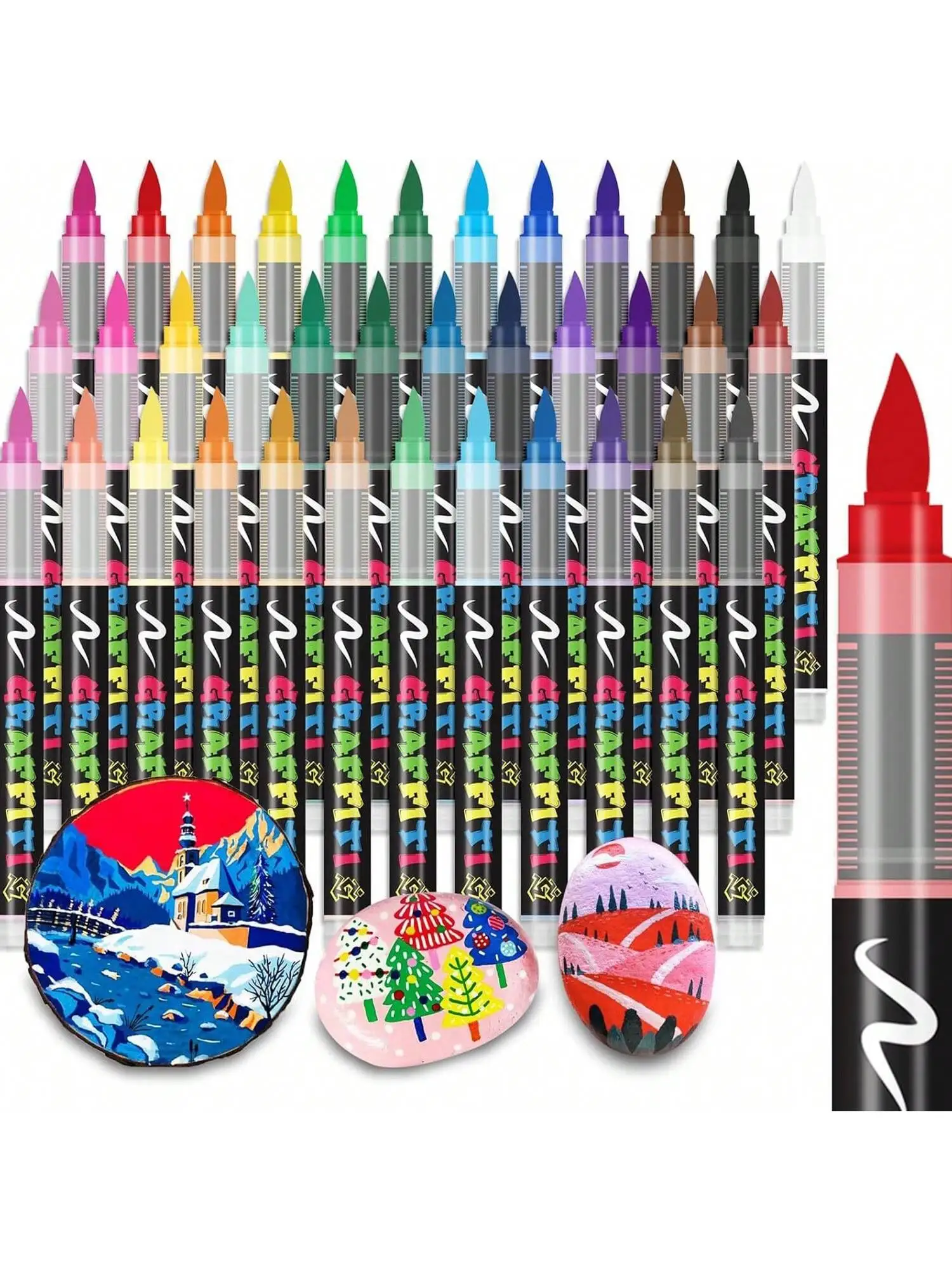 12–36 Farben Acrylfarben Stifte Marker Pinselspitze Farbmarker für Künstlerbedarf, Stofffarbe, Stoffmarker, Kunstmarker Image
