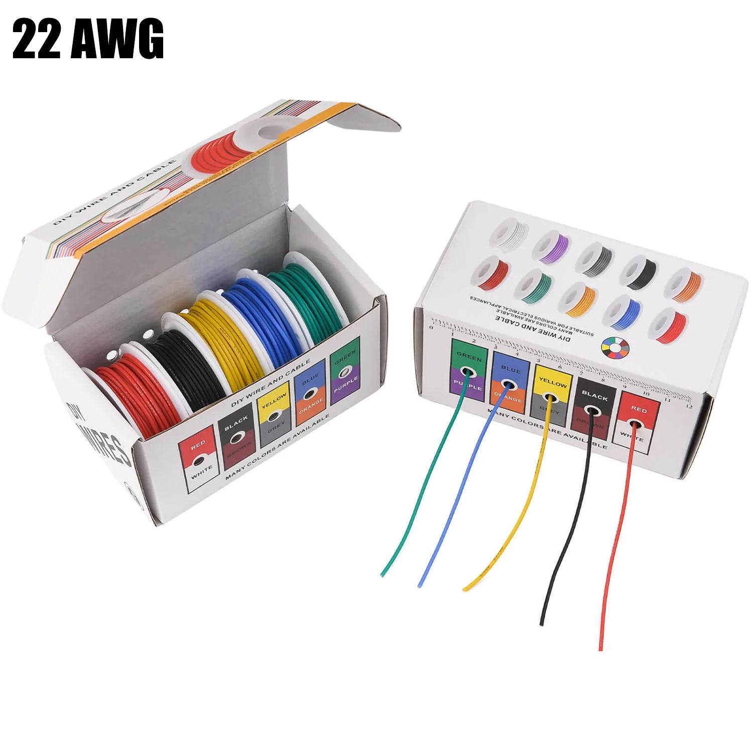 22awg elektrischer Draht flexible Silikon drähte 22 Gauge verse ilter verzinnter Kupferdraht 5 Farben je 16,4 Fuß/5m oder je 10m Image