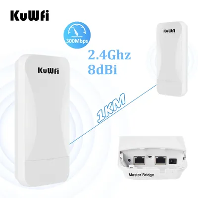 Kuwfi 2,4 ghz 300mbps 2 stücke leistungs starker wifi repeater outdoor cpe long range verlängern mit wan lan port point bis punkt 1km für kamera