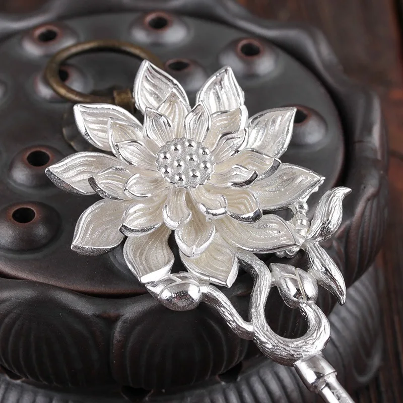Kreative Sonnenblume Stil Tiara Silber Vintage exquisite Design frische Lotusblume Haarnadel Up-Do Schmuck Haarschmuck Image