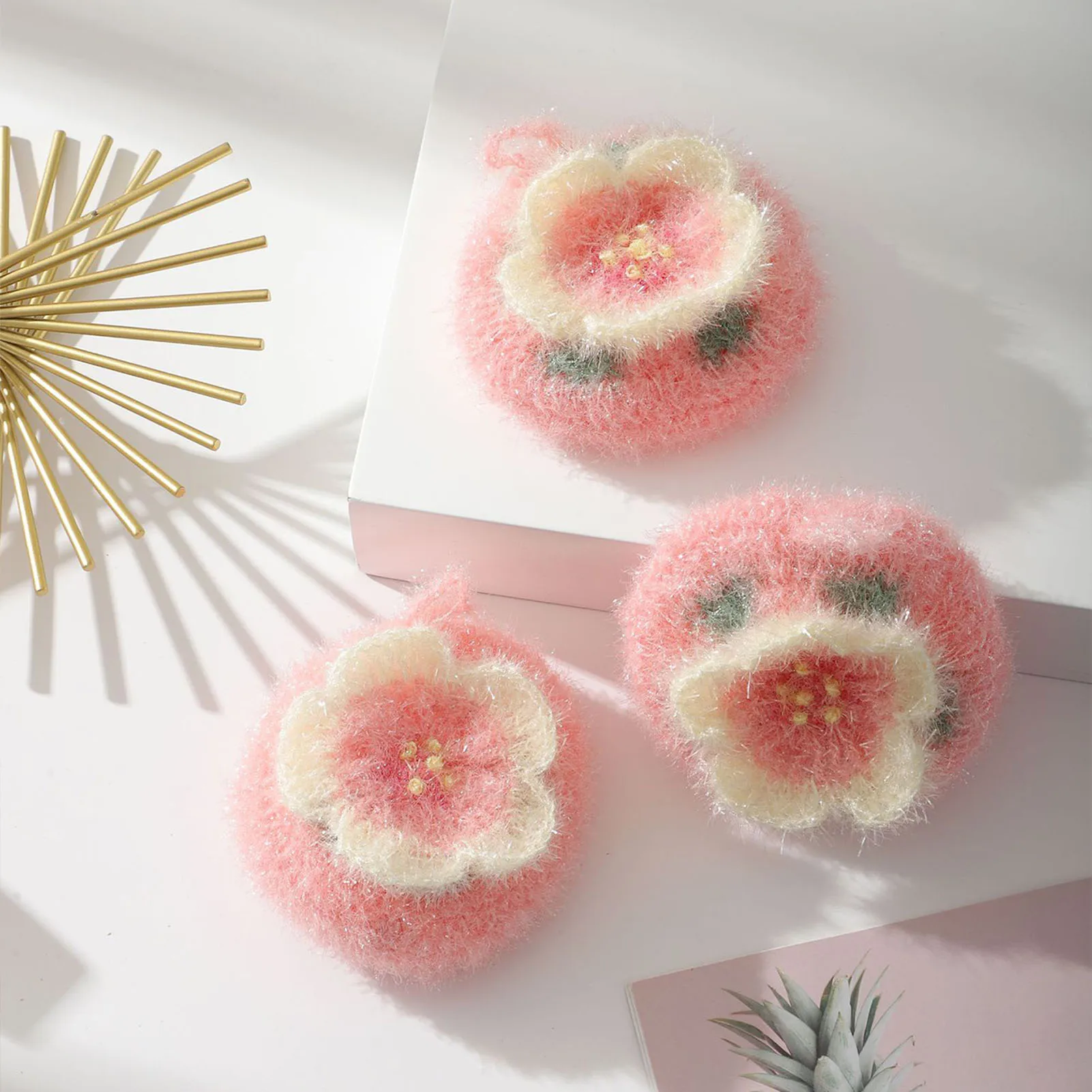 Chiffons à vaisselle de cuisine, chiffon à vaisselle absorbant, serviettes à vaisselle réutilisables, efficace, Anti-graisse, nettoyage en forme de Sakura, acrylique