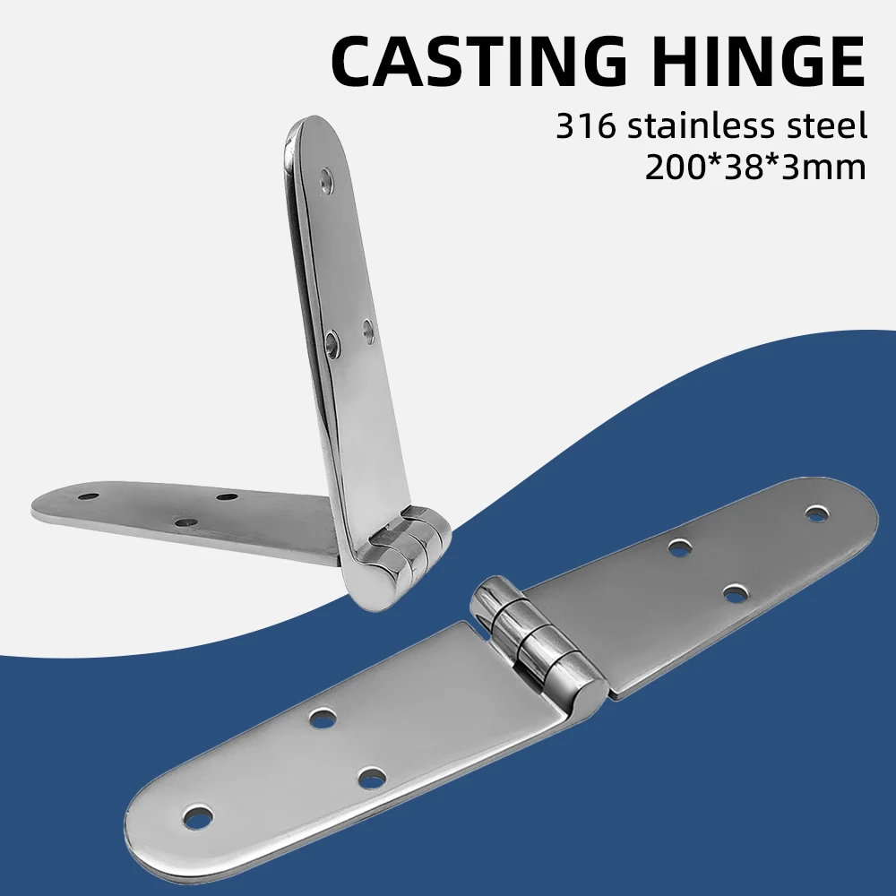 Cerniera per cinghia per barche Cerniera per colata in acciaio inossidabile 316 di grado marino Cerniera per ponte con cinghia in ghisa a 6 fori per hardware per barche 200 * 38mm