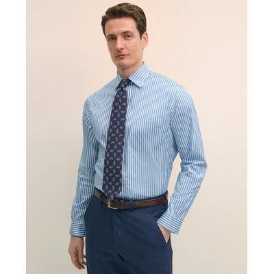Brooks Brothers Men's Egyptian Cotton Broadcloth Ainsley Collar, Ground Stripe Dress Shirt | Blue | Size 17 34