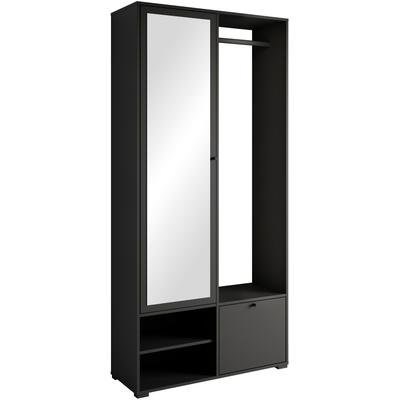 Glashängeschrank INOSIGN "GARDEROBE DINO", schwarz, B:90cm H:190cm T:33cm, Schränke, Garderobenschrank mit Spiegel und K