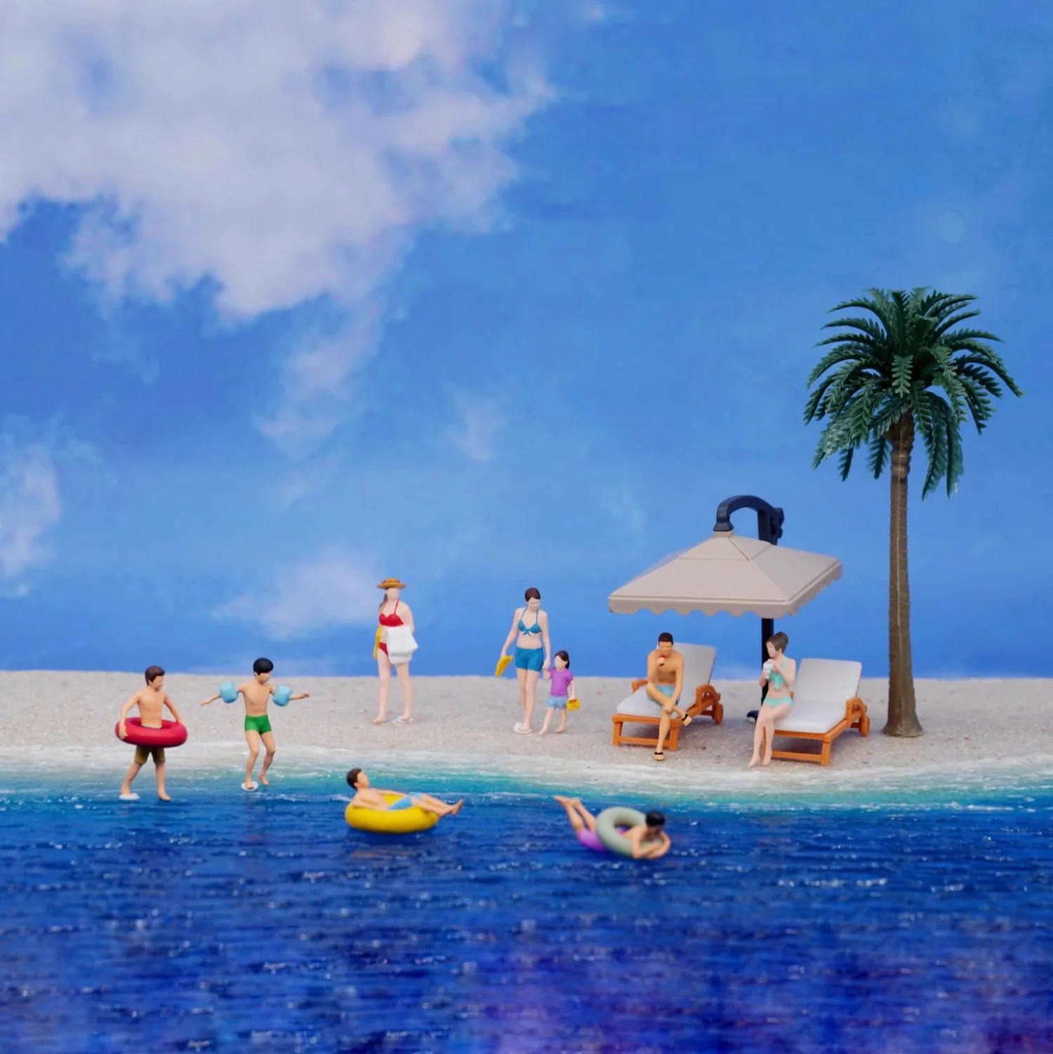 Figurines miniatures du Père Noël en résine pour enfants, jouets de collection, figurines miniatures, bricolage, plage de natation, Diorama, 1/64, 1/87
