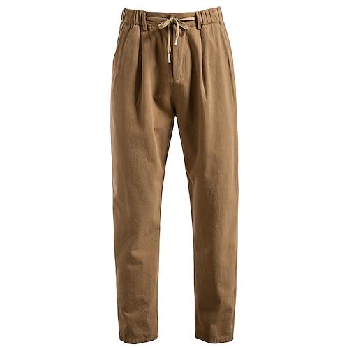 Herren Hose Chinos Einfarbig Volle Länge Formell Hochzeit Outdoor Elegant Urlaub Schwarz Leicht Braun Mikroelastisch
