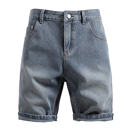 Herren Jeans Jeans-Shorts Tasche Knöpfe Farbverlauf Knielang Outdoor Urlaub Lässig Urlaub Vintage Blau Grau Mikroelastisch Image
