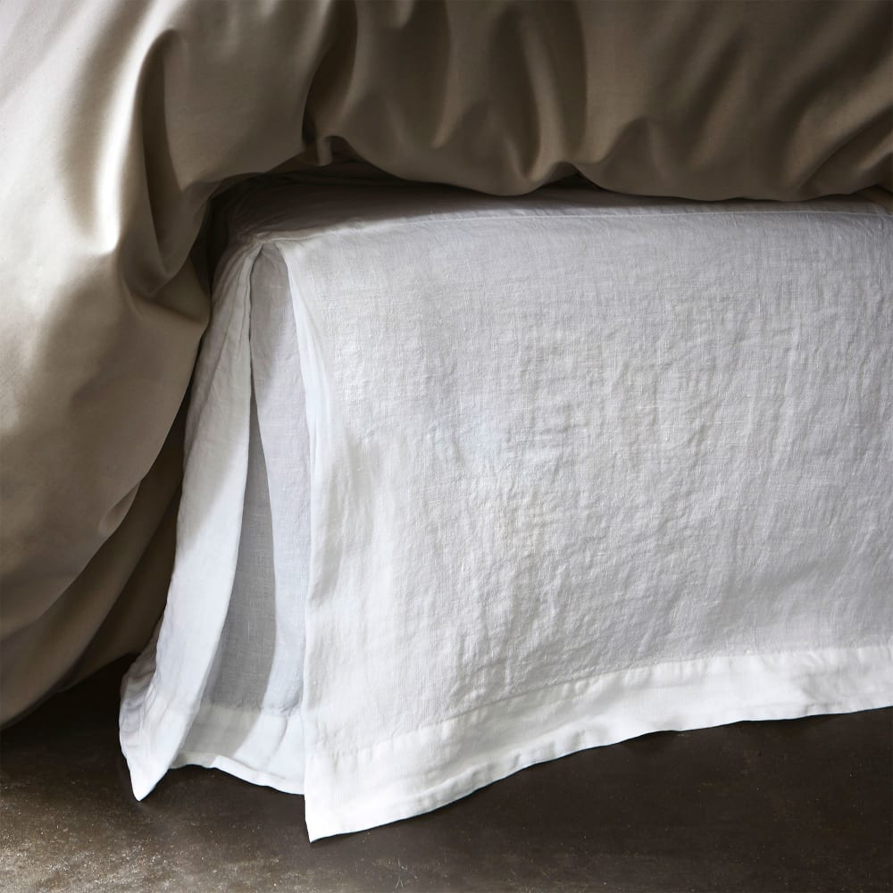 Cache sommier en lin lavé Blanc naturel 160x200cm